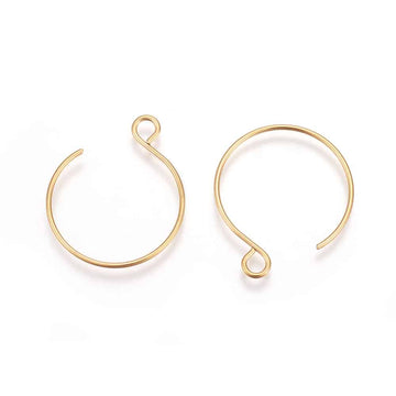 E926 - 10 pcs 304 Stainless Steel Earring Hoops Hooks - 22mm x 18mm - Gold Ion Plated (IP)