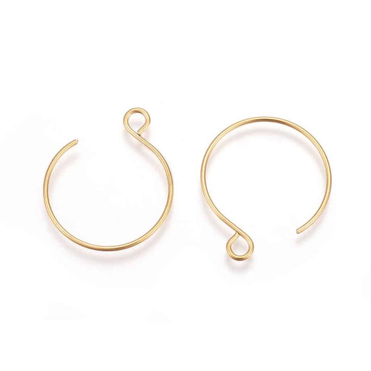 E926 - 10 pcs 304 Stainless Steel Earring Hoops Hooks - 22mm x 18mm - Gold Ion Plated (IP)