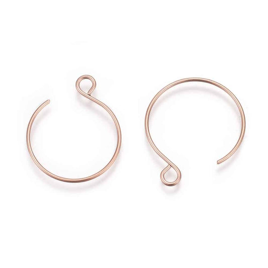 E927 - 10 pcs 304 Stainless Steel Earring Hoops Hooks - 22mm x 18mm - Rose Gold Ion Plated (IP)