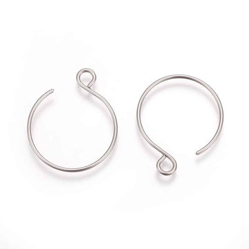 E929 - 10 pcs 304 Stainless Steel Earring Hoops Hooks - 22mm x 18mm - Silver Tone