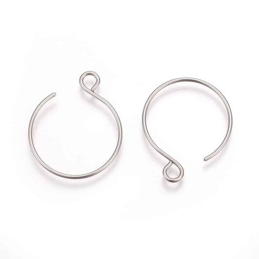 E929 - 10 pcs 304 Stainless Steel Earring Hoops Hooks - 22mm x 18mm - Silver Tone