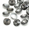 GC011 - 10 pcs. Glass Rhinestone Faceted Rhinestone Cabochons - Pointed Back - 12mm - Solid - Black Diamond