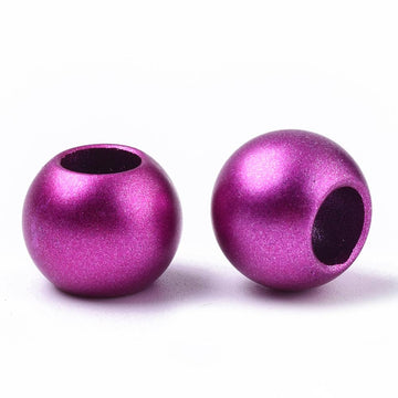 BD533 - 75 pcs Fuchsia Purple Matte Acrylic Smooth Ball Spacer Beads - 12mm - Large Hole: 6mm - Fits European Cords and Paracord!
