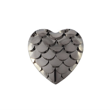CA021 - 10 pcs Mermaid Fish Scales Resin Carved Embellishment Cabochons Gunmetal - 12mm - Heart