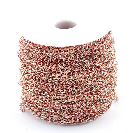 N011 - 10M (32.8 Ft) - Rose Gold Iron Twisted Link-Opened Chain - 6mm x 3mm (0.7mm Thick)