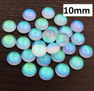 RC0059 - 10 pcs. Druzy Resin Embellishment Cabochons Clear Multicolor Glow - 10mm