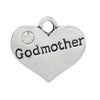 P086 - 10 pcs. Antique Silver "Godmother" charm with rhinestone - 17mm x 14mm