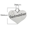 P086 - 10 pcs. Antique Silver "Godmother" charm with rhinestone - 17mm x 14mm