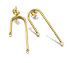 E885 - 10 pcs. 304 Stainless Steel Gold Plated U-Shaped Earring Posts Studs - 2 Holes - 36.5mm - 19mm - Hole: 1.3mm - Great for Earrings - Parallel