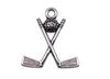 P372 - 25 pcs. Antique Silver Tone Golf Club Stick with Ball Charms Pendants - 20mm x 18mm - Hole Size: 2mm