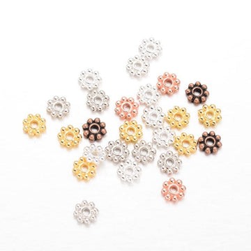 BD784 - 100 pcs Assortment of Snowflake Daisy Spacer Beads- 5mm x 1.5mm - Hole Size: 1mm - Silver, Gold, Copper!