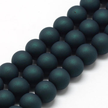 BD239 - 40 Beads - 10mm Peacock Matte Frosted Rubberized Acrylic Round Beads - Hole Size: 1.5mm