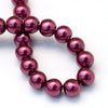 BD053 - 12mm Burgundy Red Glass Pearl Imitation Round Beads - 16 inch strand - Approx. 35 Beads - Hole Size: 1.5mm