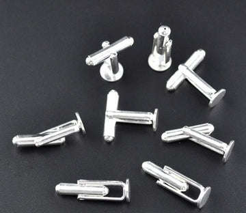 CU002 - Lot of 10 Silver Plated Cuff Links (5 pairs) - 6mm Glue Pad
