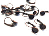 E069 - 10 pcs. Antique Copper Earring Clips Settings Lever Back Bezels Cabochons - 8mm Glue Pad Setting