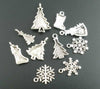 BD074 - 40 pcs. Antique Silver Assortment of Christmas Charms Pendants - 17x7mm to 29x17mm