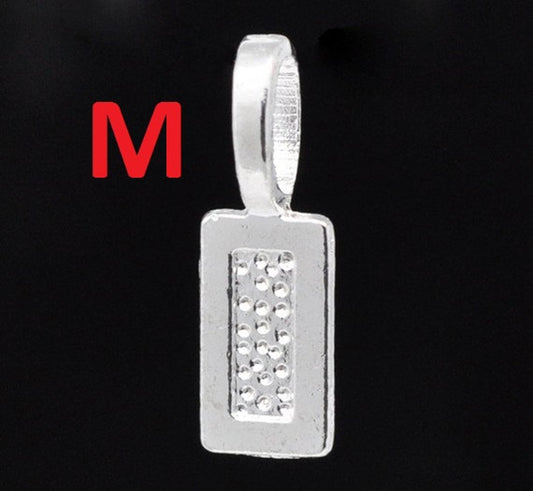 BA003 - 100 pcs. Silver Plated Rectangular Medium Glue On Bails - 21x7mm