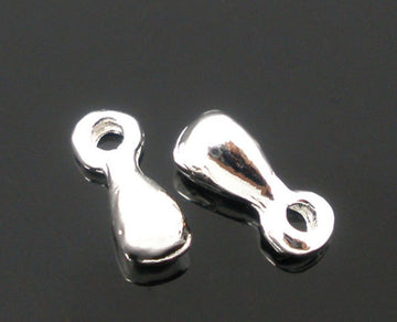 N018 - 200 pcs. - Silver Plated Extender Chain Drops - 7x3mm