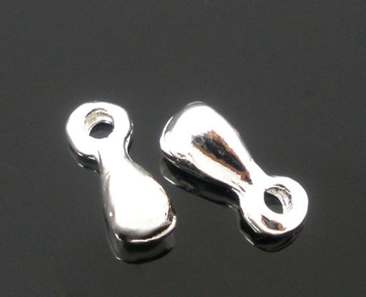 N018 - 200 pcs. - Silver Plated Extender Chain Drops - 7x3mm