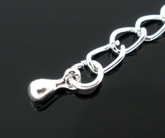 N018 - 200 pcs. - Silver Plated Extender Chain Drops - 7x3mm