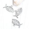 P050 - 2 pcs. Silver Tone "Jesus" Fish Charms Pendants - 31mm x 18mm ( 1 1/4" x 3/4") - Double Sided - High Quality!