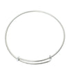 B043 - 10 pcs. Silver Tone Bangle Adjustable Slide On Bracelets 18cm (7.09")