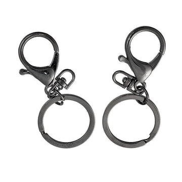 CL106 - 10 pcs. Black Lobster Swivel Clasp and Key Ring - 69mm x 30mm (2.72 inch) - Claw Clasps
