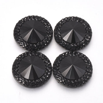 CA604 - 10 pcs Resin Embellishment Druzy Cabochons Black - 30mm (1.18 inch)