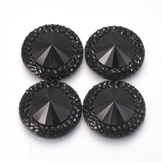CA604 - 10 pcs Resin Embellishment Druzy Cabochons Black - 30mm (1.18 inch)