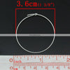 W021 - 100 pcs. Silver Plated EXTRA LARGE Unbent Wine Charm/Earwire Hoop Rings - 36mm (1.5 inch)- 21 Gauge