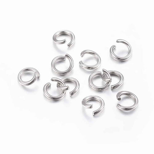 J707A - 100 pcs 304 Stainless Steel Open Jump Rings 8mm - 20 Gauge (0.8mm) - Tarnish Resistant!