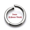 JR0005 - 100 pcs 304 Stainless Steel Silver Tone Open Jump Rings 7mm - 20 Gauge (0.8mm Thick) - Tarnish Resistant!