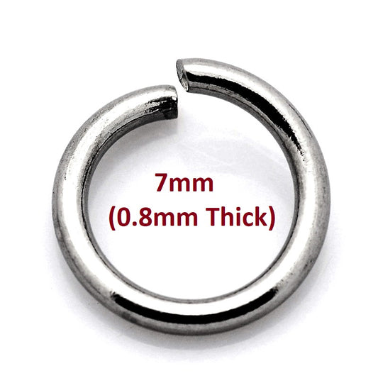JR0005B - 500 pcs 304 Stainless Steel Silver Tone Open Jump Rings 7mm - 20 Gauge (0.8mm Thick) - Tarnish Resistant!