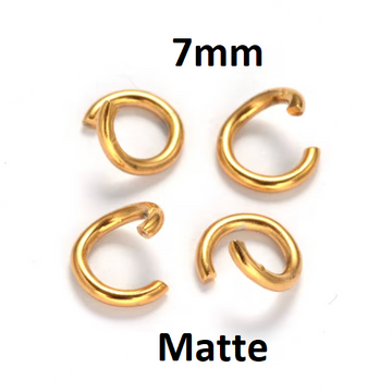 JR0006 - 100 pcs 304 Stainless Steel Open Jump Rings 6mm - 18 Gauge (1mm Thick) - Golden - Open Design - High Quality! THICK MATTE