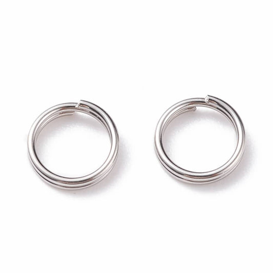 JR0007 - 50 pcs Double Rings - 304 Stainless Steel Silver Tone Split Jump Rings - 8mm - Tarnish Resistant! Thickness: 1.5mm