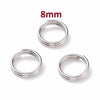 JR0007 - 50 pcs Double Rings - 304 Stainless Steel Silver Tone Split Jump Rings - 8mm - Tarnish Resistant! Thickness: 1.5mm