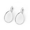 E231 - 10 pcs. (5 pairs) Silver Tone Teardrop Earring Clips Settings Lever Back Bezels Cabochons - 25mm x 18mm Glue Pad Setting - Drop