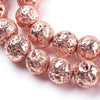 BD250 - 6mm Electroplated Natural Stone Lava Round Beads - Rose Gold Plated - 15.35" strand - Hole Size: 1mm - Approx. 66 pieces per strand