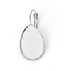 E231 - 10 pcs. (5 pairs) Silver Tone Teardrop Earring Clips Settings Lever Back Bezels Cabochons - 25mm x 18mm Glue Pad Setting - Drop