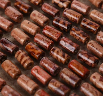 BD418 - 100 pcs Column Hand Painted Wooden Spacer Beads - 10mm x 8mm - Assortment of Styles