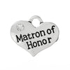 P057 - 4 pcs. Antique Silver "Matron of Honor" charm with rhinestone - 16mm X 14mm