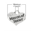 P057 - 4 pcs. Antique Silver "Matron of Honor" charm with rhinestone - 16mm X 14mm