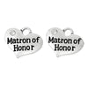 P057 - 4 pcs. Antique Silver "Matron of Honor" charm with rhinestone - 16mm X 14mm