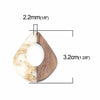MP0040 - 4 pcs. Gold Foil and Clear Resin and Wood Teardrop Flat Pendant - 33mm x 28mm - (1.3" x 1.1") - MEDIUM