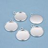 MP0043 - 5 pcs. 304 Stainless Steel Silver Plated Circle Round Bezel Pendant Tags Trays - 20mm Glue Pad Setting - Tarnish Resistant!
