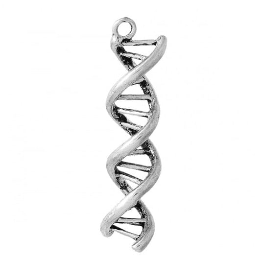 MP0047 - 10 pcs. Antique Silver Tone Science DNA Gene Helix Charms Pendants - 40mm x 10mm - 1.57 in x 0.39 in