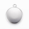 MP0049 - 10 pcs. 304 Stainless Steel Circle Round Bezel Pendant Tags Trays - Silver Tone - 16mm Glue Pad Setting - Tarnish Resistant!