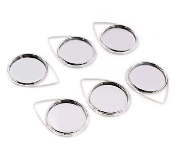 MP0061 - 10 pcs. Silver Tone Pendant Circle Posts Settings Bezels Tray Cabochons - 20mm Glue Pad Setting (Cameo Setting Diameter) - Teardrop