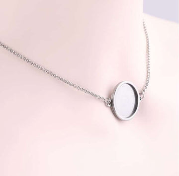 N223 - 2 pcs. 304 Stainless Steel Silver Tone Chain Necklaces - 22" (56cm) - 20mm Bezel - Tarnish Resistant!