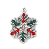 P902 - 5 pcs. Silver Tone Rhinestone Snowflake Charms Pendants - 24mm x 19mm - Christmas